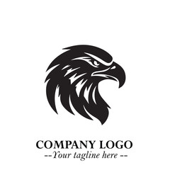 Majestic Head of Eagle Logo Symbol in Black on White Background with Bold Minimalist Design