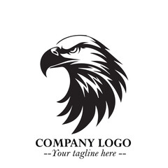 Majestic Head of Eagle Logo Symbol in Black on White Background with Bold Minimalist Design
