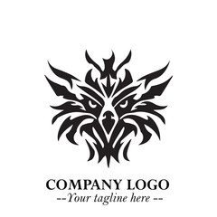 Majestic Head of Eagle Logo Symbol in Black on White Background with Bold Minimalist Design