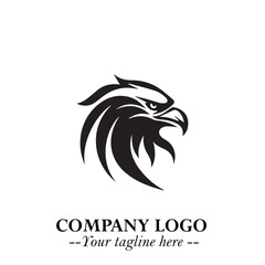 Majestic Head of Eagle Logo Symbol in Black on White Background with Bold Minimalist Design