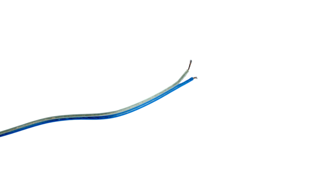 Blue and Green Electrical Cables Curving On White Background for Wiring and Tech Concept Design