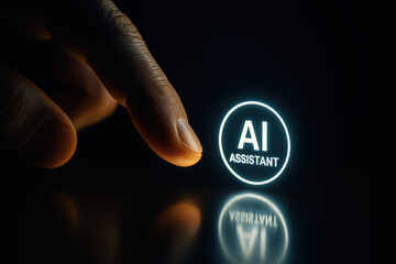 Glowing AI assistant icon reveals technology concept innovation driving future progress and inspiring science discovery
