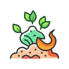 Illustration of plant sprouting from the ground with organic looking textures and colors