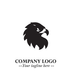 Majestic Head of Eagle Logo Symbol in Black on White Background with Bold Minimalist Design