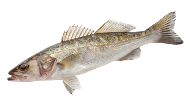 Common ling fish cut out on PNG isolated on white background. AI GENERATED.
