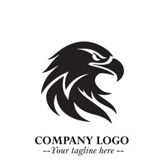 Majestic Head of Eagle Logo Symbol in Black on White Background with Bold Minimalist Design