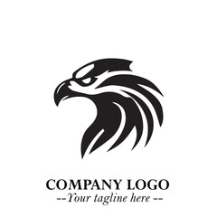 Majestic Head of Eagle Logo Symbol in Black on White Background with Bold Minimalist Design