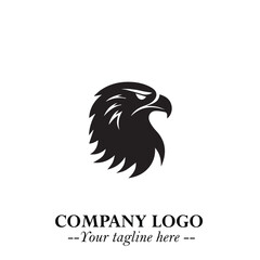 Majestic Head of Eagle Logo Symbol in Black on White Background with Bold Minimalist Design