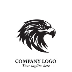 Majestic Head of Eagle Logo Symbol in Black on White Background with Bold Minimalist Design