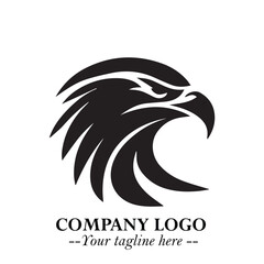 Obraz premium Majestic Head of Eagle Logo Symbol in Black on White Background with Bold Minimalist Design