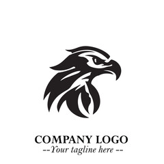 Obraz premium Majestic Head of Eagle Logo Symbol in Black on White Background with Bold Minimalist Design