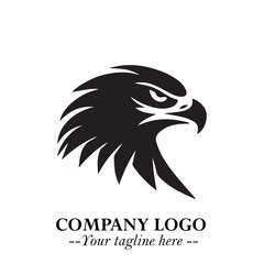 Fototapeta premium Majestic Head of Eagle Logo Symbol in Black on White Background with Bold Minimalist Design