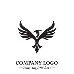 Majestic Head of Eagle Logo Symbol in Black on White Background with Bold Minimalist Design