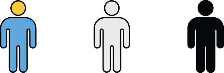 human figure icons yellow blue white and black silhouettes minimal avatar set for ui ux and editorial design