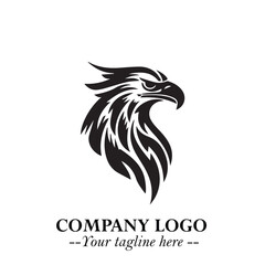 Fototapeta premium Majestic Head of Eagle Logo Symbol in Black on White Background with Bold Minimalist Design