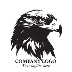 Obraz premium Majestic Head of Eagle Logo Symbol in Black on White Background with Bold Minimalist Design
