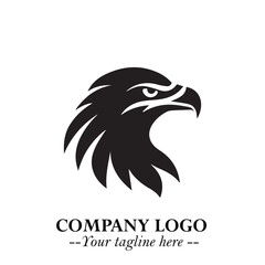 Majestic Head of Eagle Logo Symbol in Black on White Background with Bold Minimalist Design