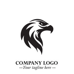 Majestic Head of Eagle Logo Symbol in Black on White Background with Bold Minimalist Design