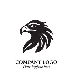 Majestic Head of Eagle Logo Symbol in Black on White Background with Bold Minimalist Design