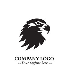 Majestic Head of Eagle Logo Symbol in Black on White Background with Bold Minimalist Design