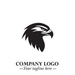 Majestic Head of Eagle Logo Symbol in Black on White Background with Bold Minimalist Design