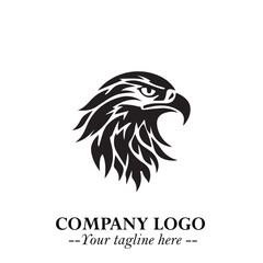 Majestic Head of Eagle Logo Symbol in Black on White Background with Bold Minimalist Design