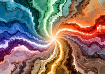 Colorful Swirling Vortex: An Abstract Display of Energy with Lightning Effects and a Radiant Glow for Digital Backdrops