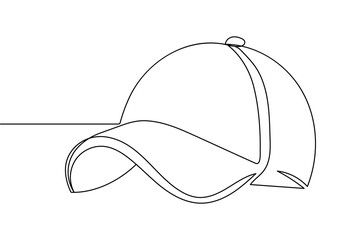 Continuous one line baseball cap minimalist outline vector illustration isolated design
