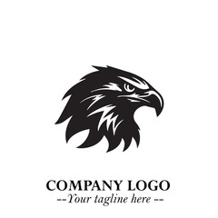 Majestic Head of Eagle Logo Symbol in Black on White Background with Bold Minimalist Design
