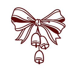 Original hand-drawn Merry Christmas illustration with minimalist Christmas bows. Illustrations for posters, cards, and graphic design.