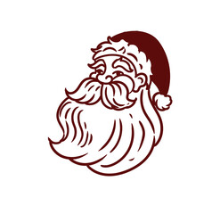 Original hand-drawn illustration of Santa Claus on Christmas Day in a minimalist style. Illustrations for posters, cards, and graphic design.