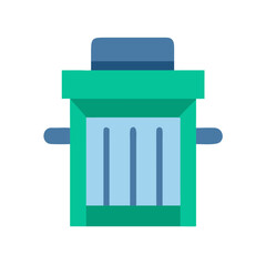 Stylized turquoise and blue safe on black background, centered and minimalist