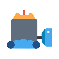 Simplified Vector Illustration of a Bulldozer in Flat Style on Black Background