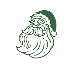 Original hand-drawn illustration of Santa Claus on Christmas Day in a minimalist style. Illustrations for posters, cards, and graphic design.