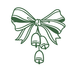 Original hand-drawn Merry Christmas illustration with minimalist Christmas bows. Illustrations for posters, cards, and graphic design.