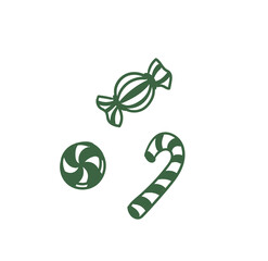 Original hand-drawn Merry Christmas illustration featuring minimalist Christmas candy. Illustrations for posters, cards, and graphic design.