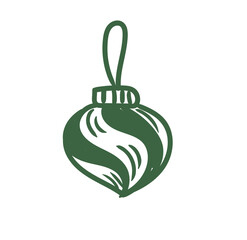 Original hand-drawn Merry Christmas illustration with a minimalist Christmas ornament. Illustrations for posters, cards, and graphic design.