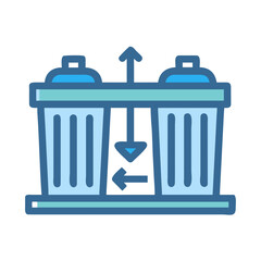 Vector image of waste baskets with arrows indicating waste recycling process