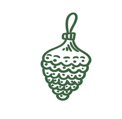 Original hand-drawn Merry Christmas illustration with a minimalist Christmas ornament. Illustrations for posters, cards, and graphic design.