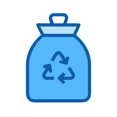 Obraz premium Illustration of a blue recycling bag with a recycling symbol, isolated on black