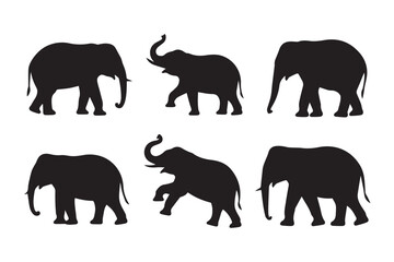 elephant silhouette poses vector illustrations for logos patterns and education