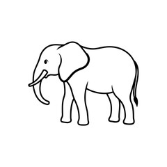 Simple line drawing of elephant on transparent background