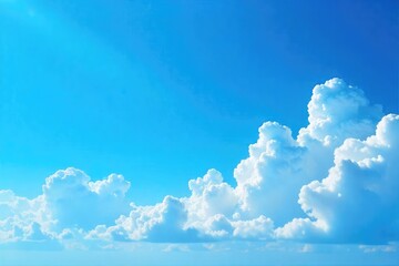 Vast, azure sky on a brilliant sunny day, fluffy white cumulus clouds scattered across a brilliant blue expanse Perfect for backgrounds, travel, and summer themes , clouds, outdoor