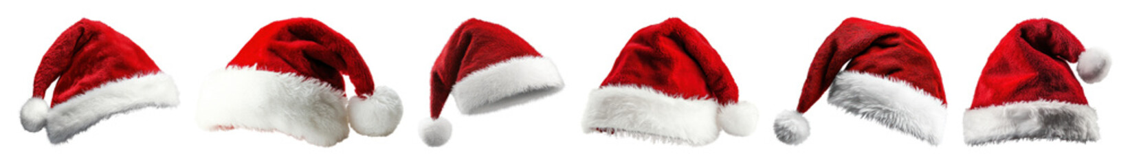 PNG Festive Santa hats collection, element set on transparent background