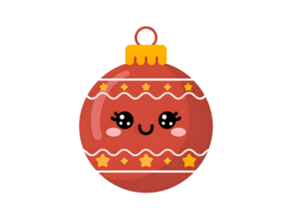 Adorable Red Christmas Bauble with Yellow Stars