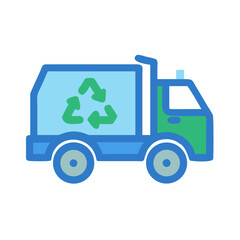 Recycling Truck Illustration with Flat Design and Ecological Symbol
