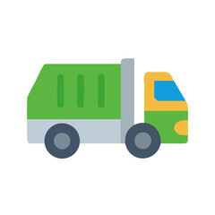 Fototapeta premium Stylized flat vector illustration of a green and gray garbage truck