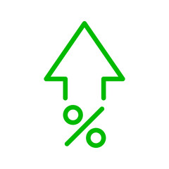 Green up arrow percentage increase icon