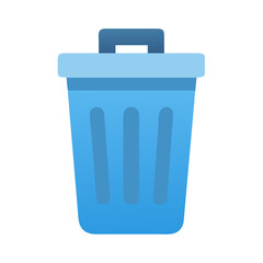 Isolated blue trash can illustration, vector design on black background, waste management concept