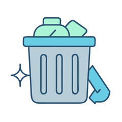 Stylized illustration of a recycle bin with arrows on a black background